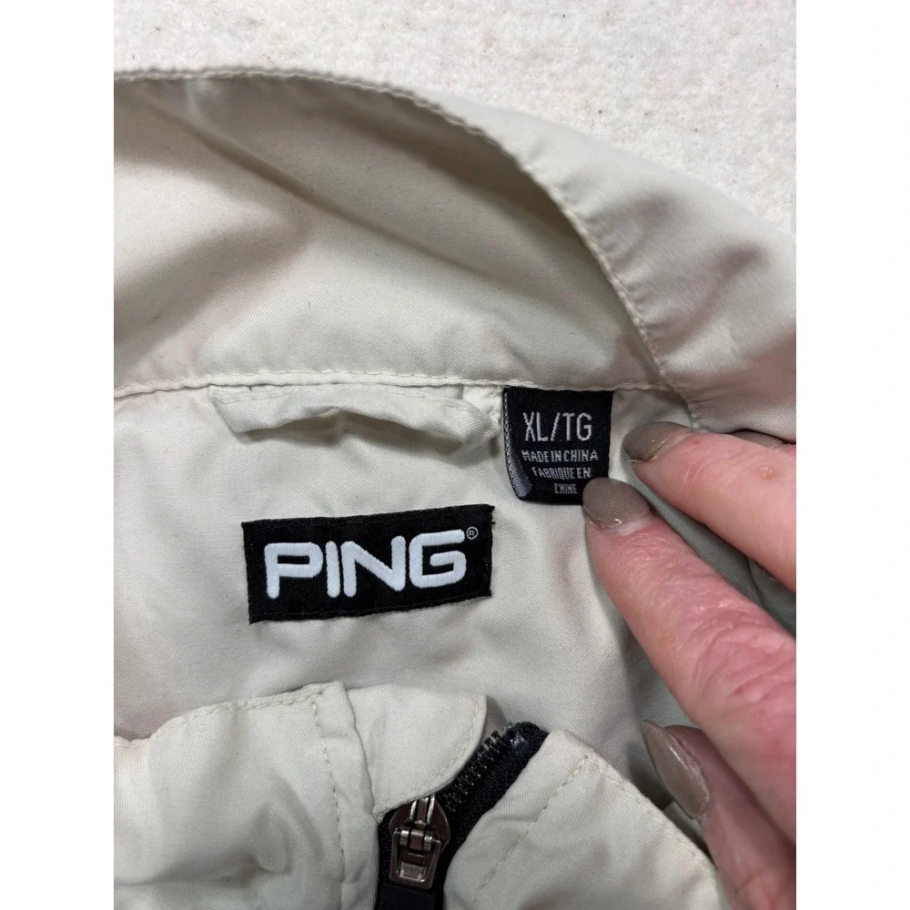 PING Mens Golf Windbreaker Convertible Zip Off Sleeve Jacket Stone Black XL 1145